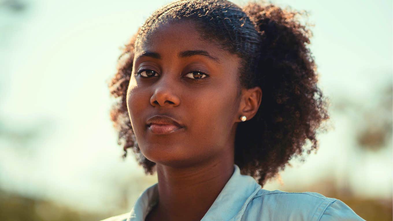 serious young woman with trust issues