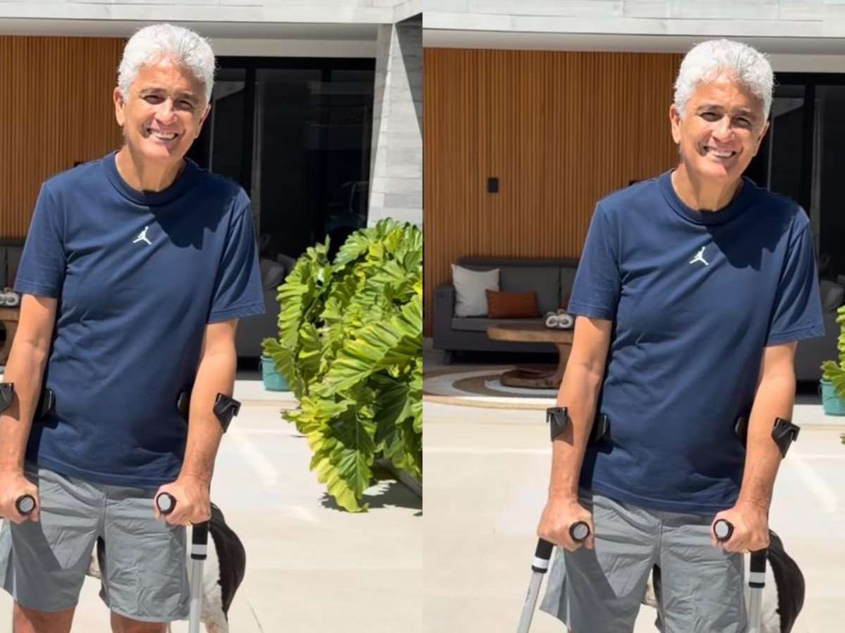 Bebeto surge de muletas, mas tranquiliza fãs: ‘Estou me recuperando muito bem’