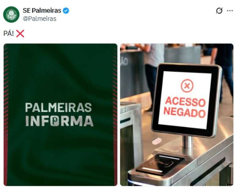 Palmeiras provoca o Corinthians após eliminação: "Acesso negado"