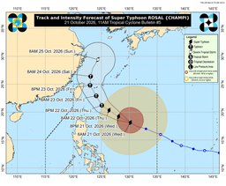 Sinal nº 2 em vigor em Batanes devido ao Tufão Supertropical Rosal