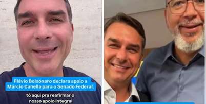 Flávio Bolsonaro publicou vídeo em apoio à campanha de Márcio Canella em abril Foto: Reprodução/Facebook
