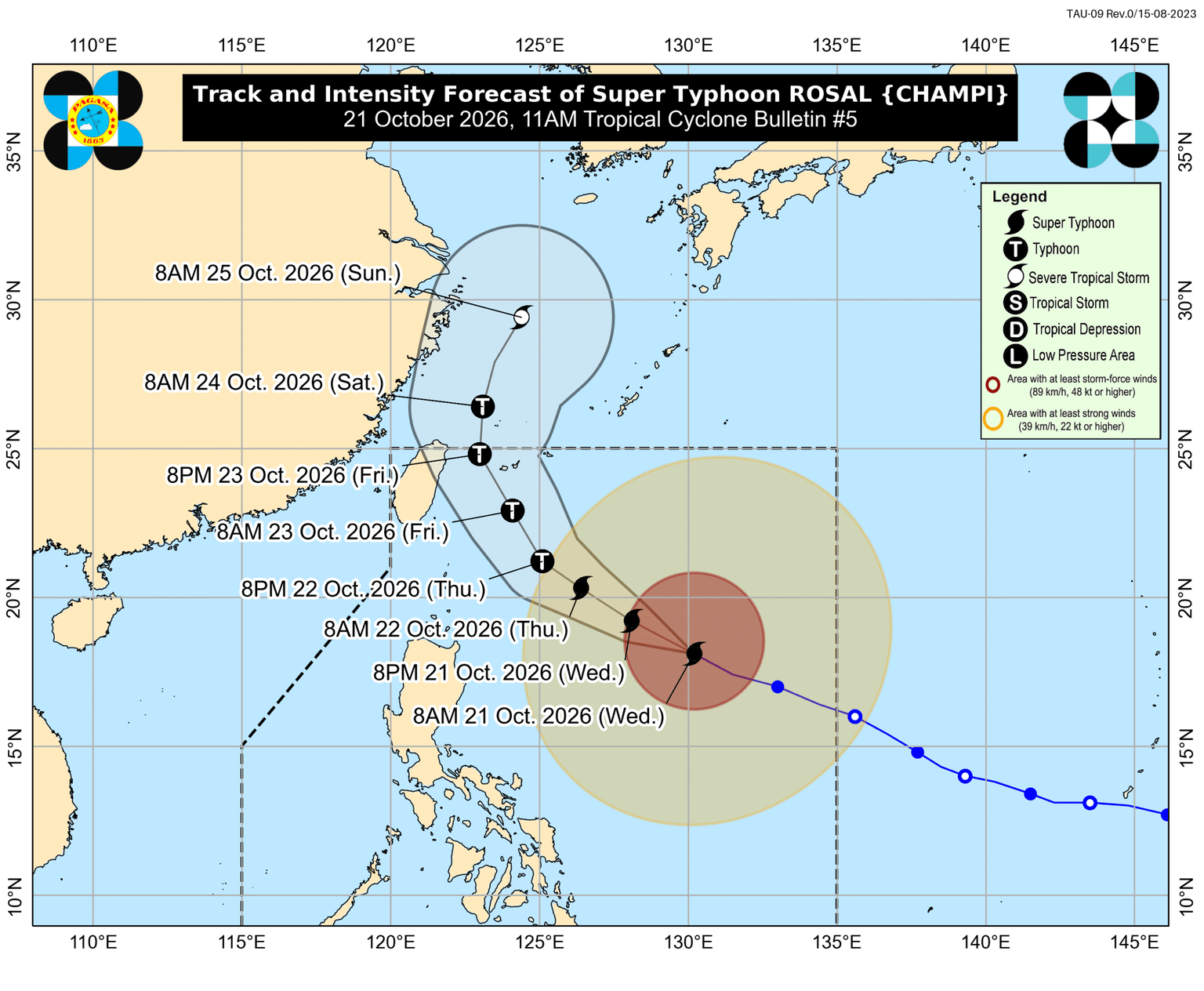 Sinal nº 2 em vigor em Batanes devido ao Tufão Supertropical Rosal