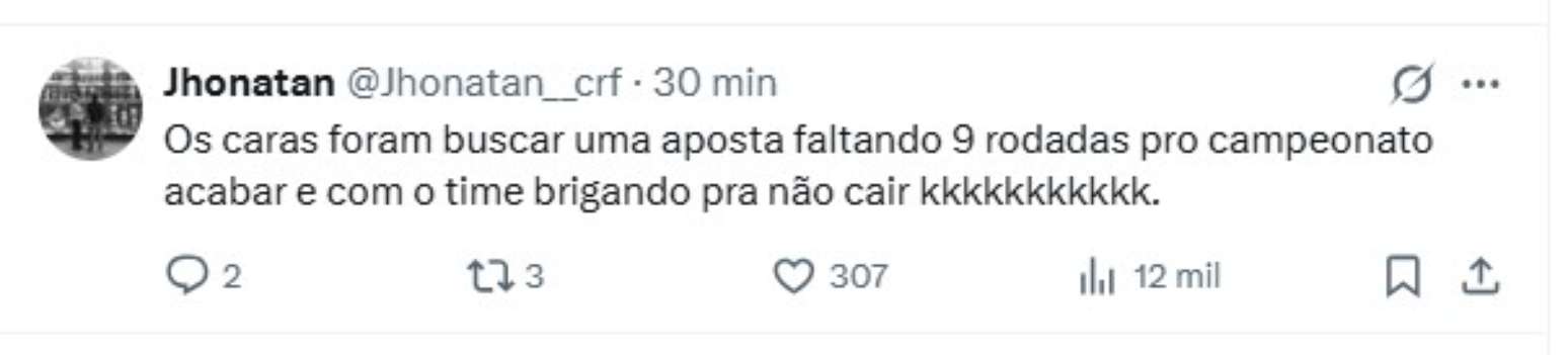 rea&ccedil;&otilde;es de torcedores no X