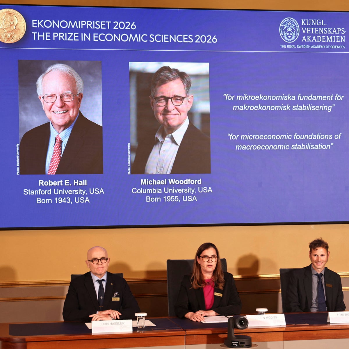 Prêmio Nobel de economia concedido a Hall e Woodford pelo trabalho sobre o 'suavização' das crises